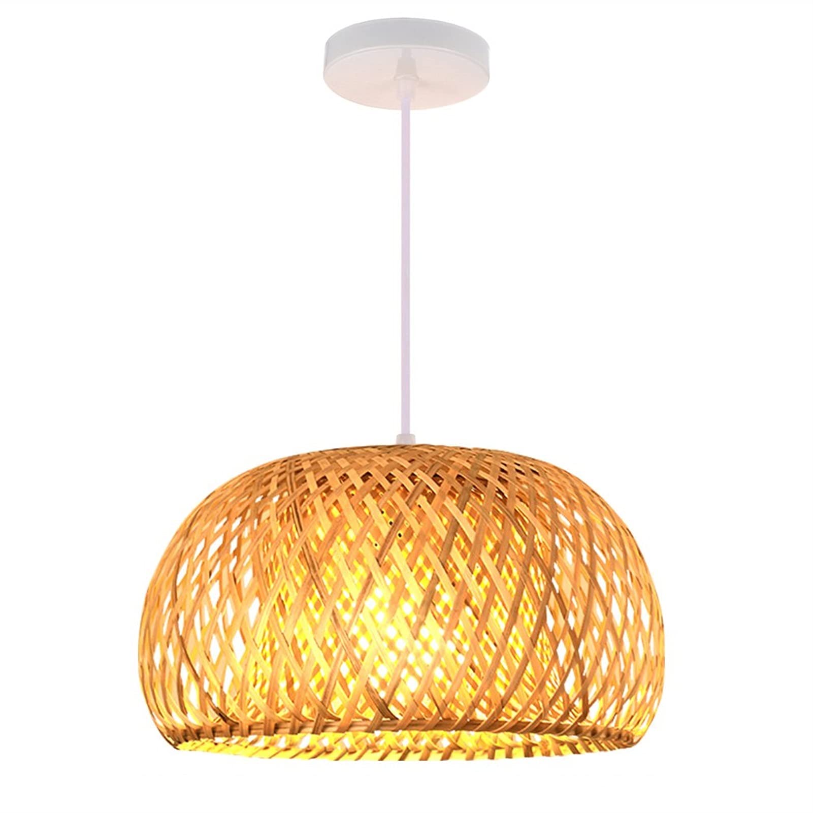 Crystal Stone Ceiling Chandelier Lamp - Handmade Rattan Bamboo Lighting Fixture for Retro Cafe, Bar, Lounge, Garden, Restaurant & Bedroom | Elegant Ambient Lighting for Home Decor and Commercial Spaces