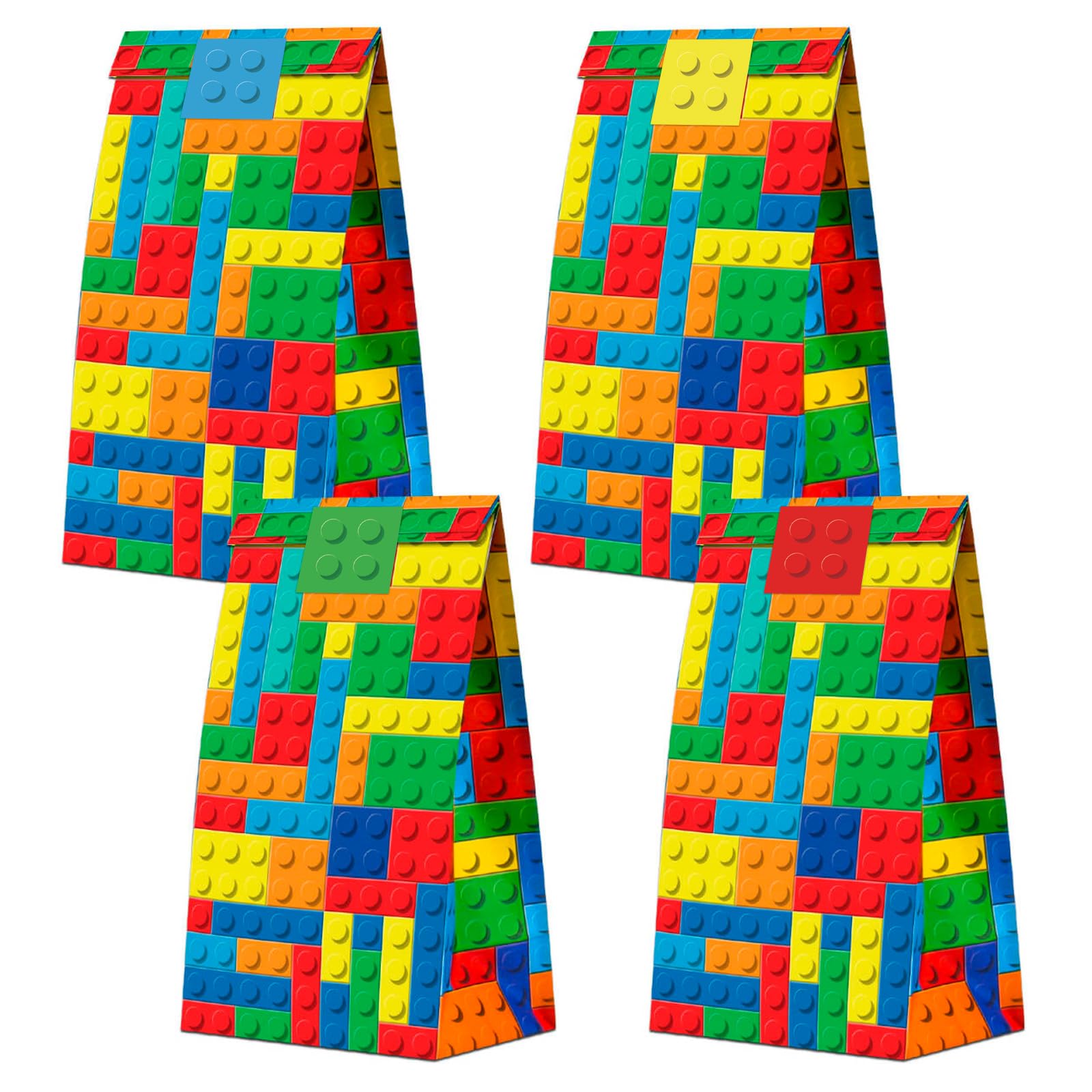 BCHOCKS 30-Piece Party Favor Bags for Building Blocks Themed Birthday Party Supplies - Candy & Goody Bags for Kids' Building Block Party Decorations & Gifts | Perfect for Birthday Favors, Classroom Rewards & Party Treats