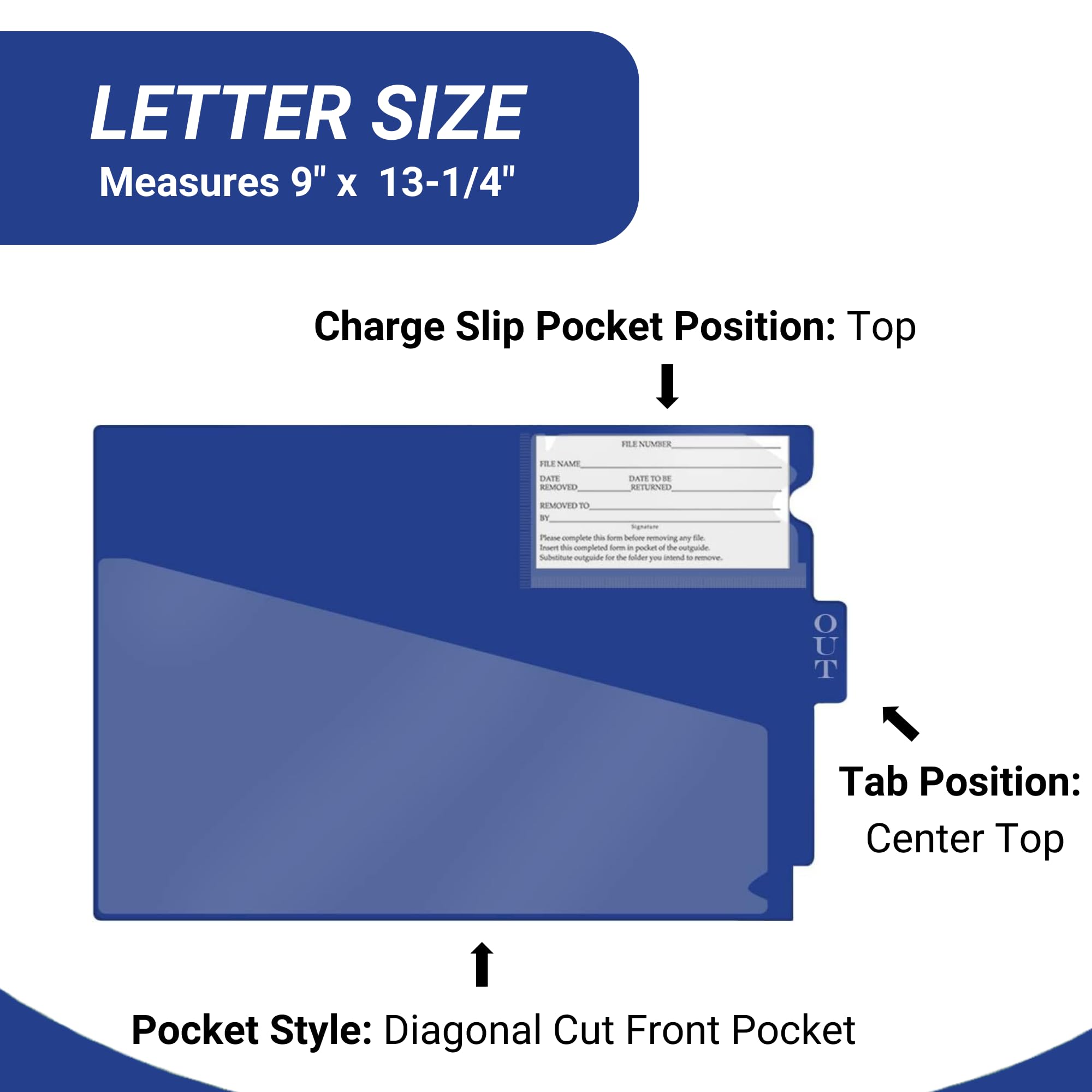 Professional Vinyl File Folders with Center Tab, Diagonal Cut Front Pocket & Top Slip Pocket - Letter Size 9