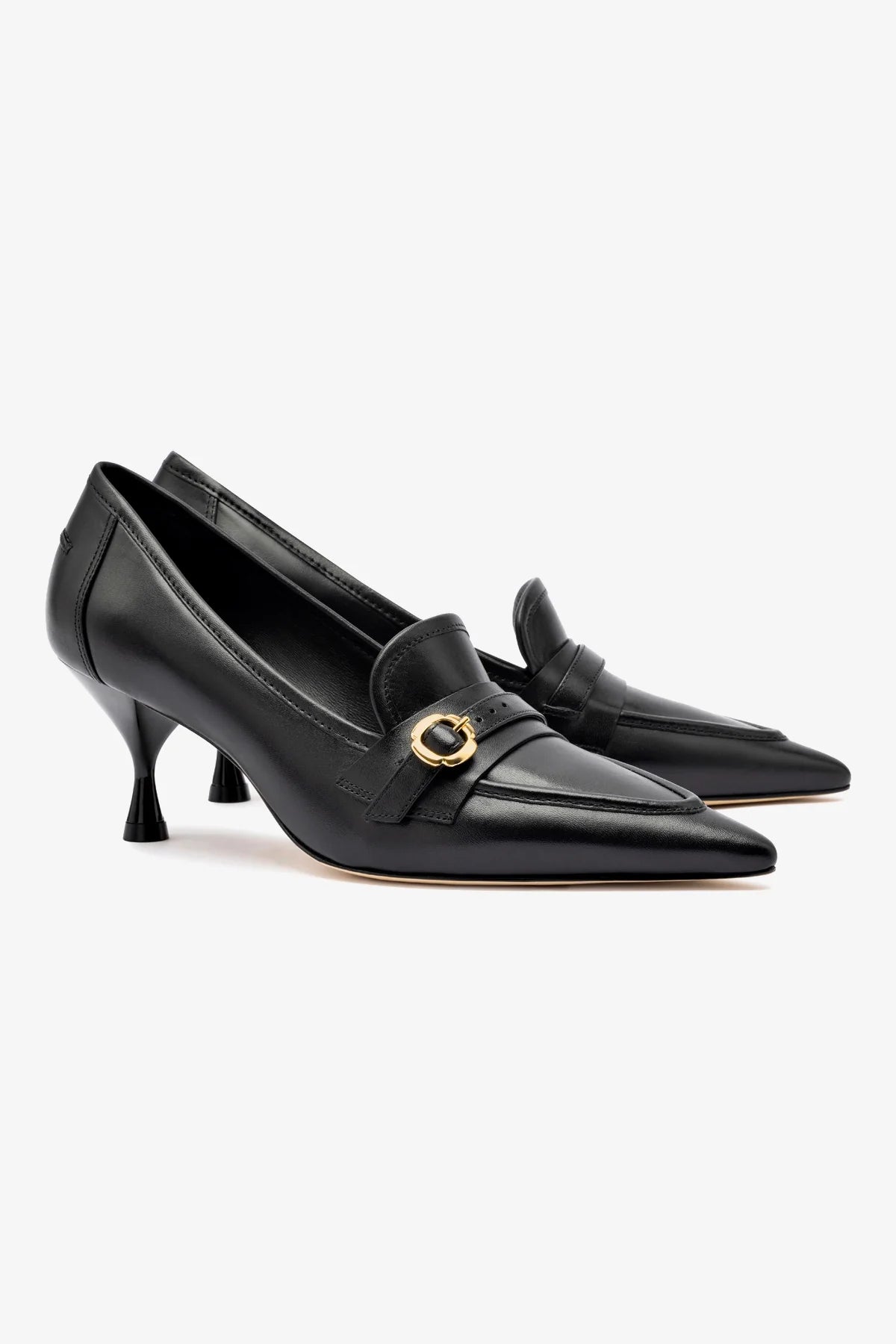 Susan Black Leather Pump Shoes - Elegant Women's Heels for Work, Party & Special Occasions