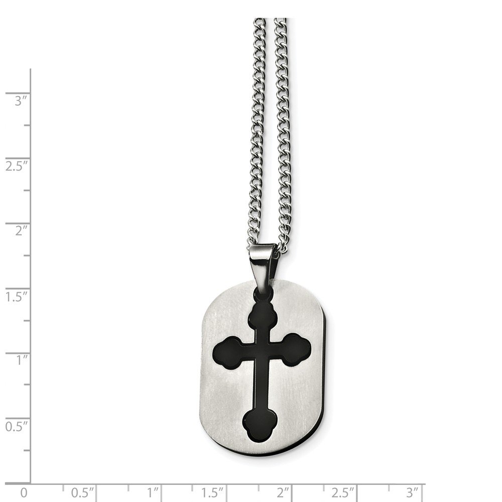 Black Stainless Steel Cross Pendant Necklace - 22