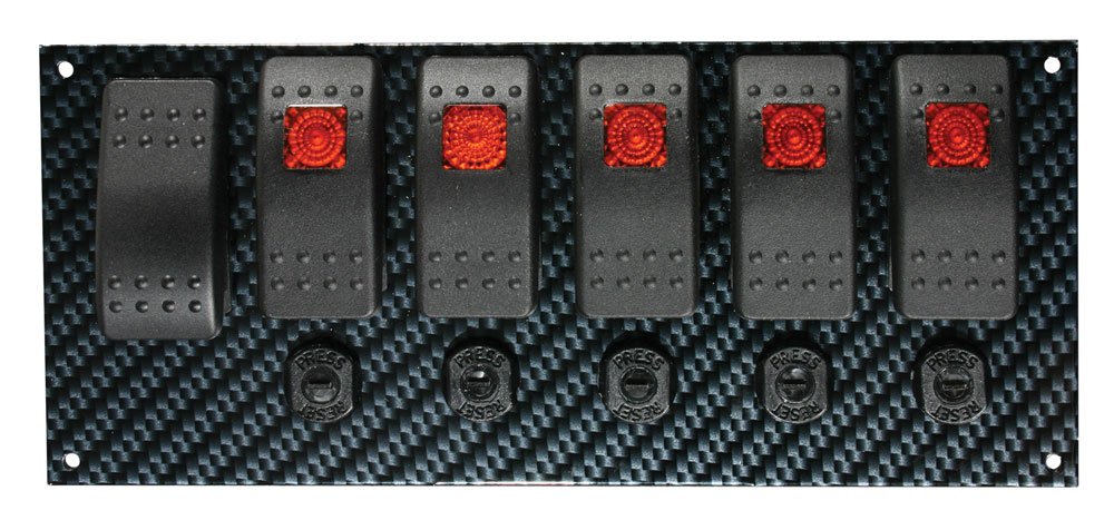 Moroso 74193 Gray/Black Fiber Design Switch Panel - Heavy Duty Electrical Panel for Marine, RV & Automotive Use