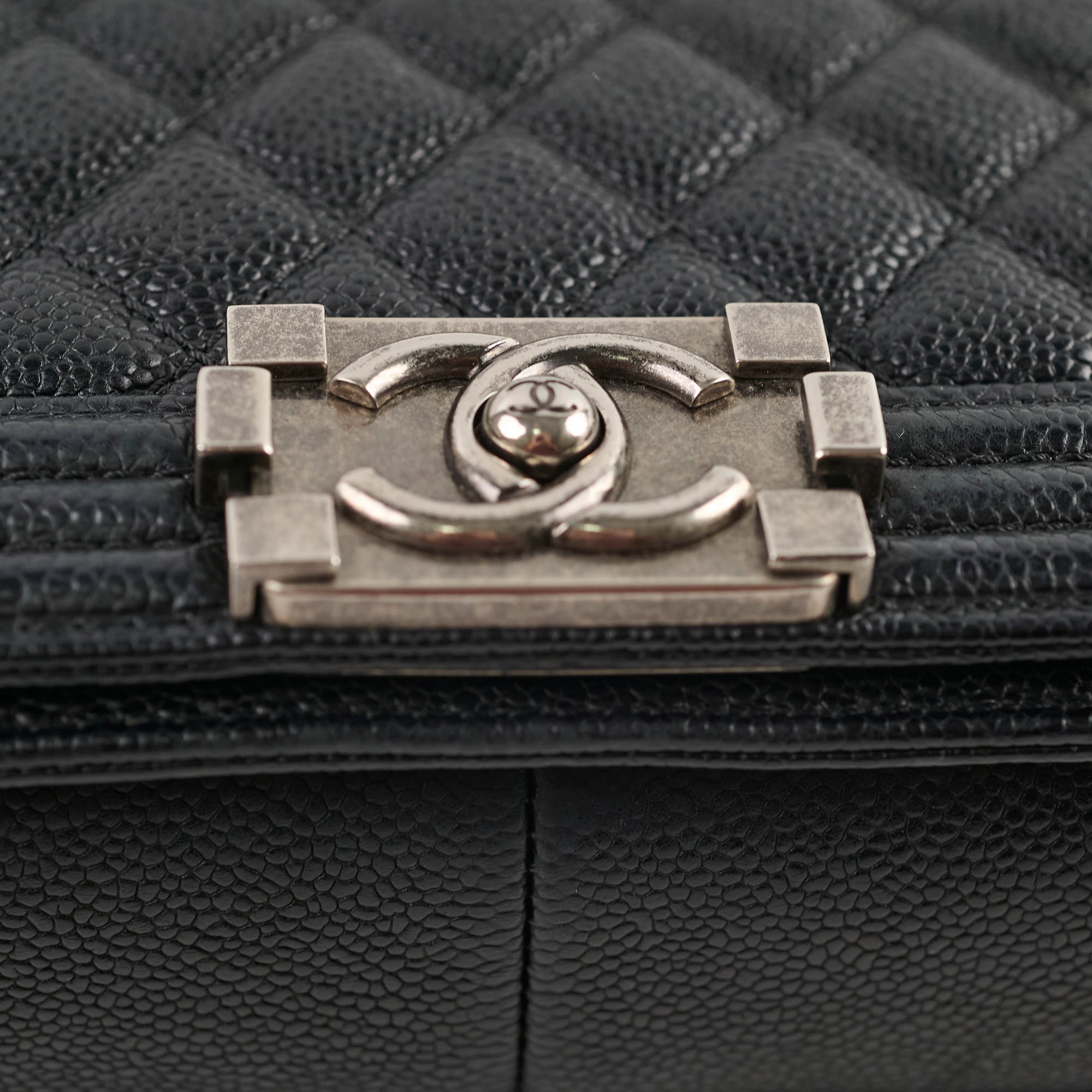 Chanel Old Medium Caviar Boy Black Leather Crossbody Bag - Luxury Designer Handbag for Women, Perfect for Evening Parties & Date Nights