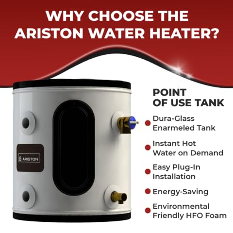 Ariston 19 Gallon 120V Electric Water Heater - Compact Point of Use Tank for RV, Camper, Under Sink & Bathroom - Instant Hot Water Solution for Showers, Washing & Cooking - Energy Efficient Plug-in Heating System