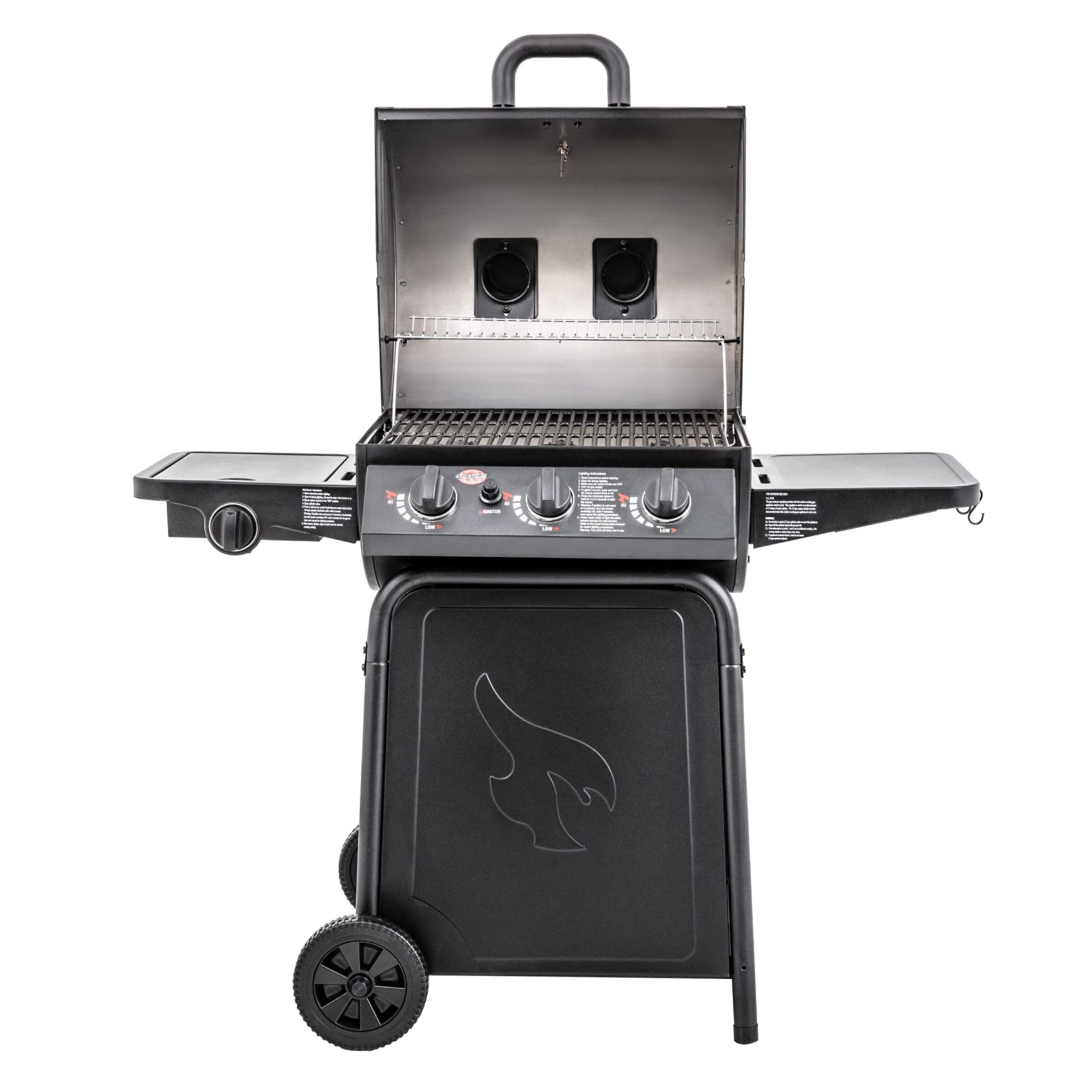 Char-Griller E3001 Grillin' Pro 40,800 BTU Gas Grill with Char-Broil Safer Replaceable Head Nylon Bristle Grill Brush - Black Outdoor BBQ Grill for Backyard, Patio, and Tailgating Parties