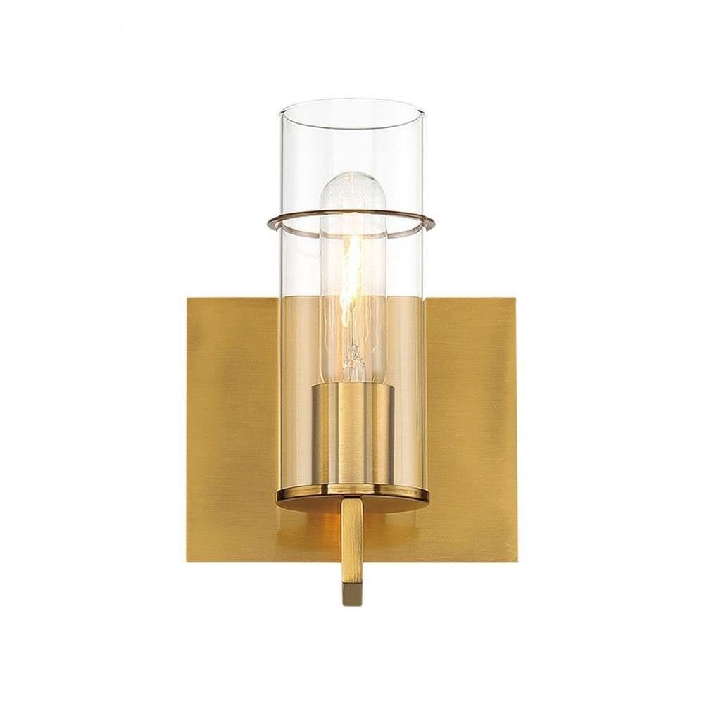 Traditional Gold Wall Sconce with Clear Glass - 8.75 x 6.25 Inches - Single Light Fixture for Bedroom, Hallway & Entryway - Bailey Street Home 79-BEL-4186879