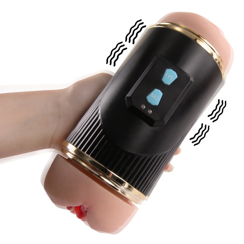 Kay Cup Vibrating Dual-Sided Pussy and Mouth Masturbator - Realistic Male Masturbation Toy for Solo Pleasure & Couples Play