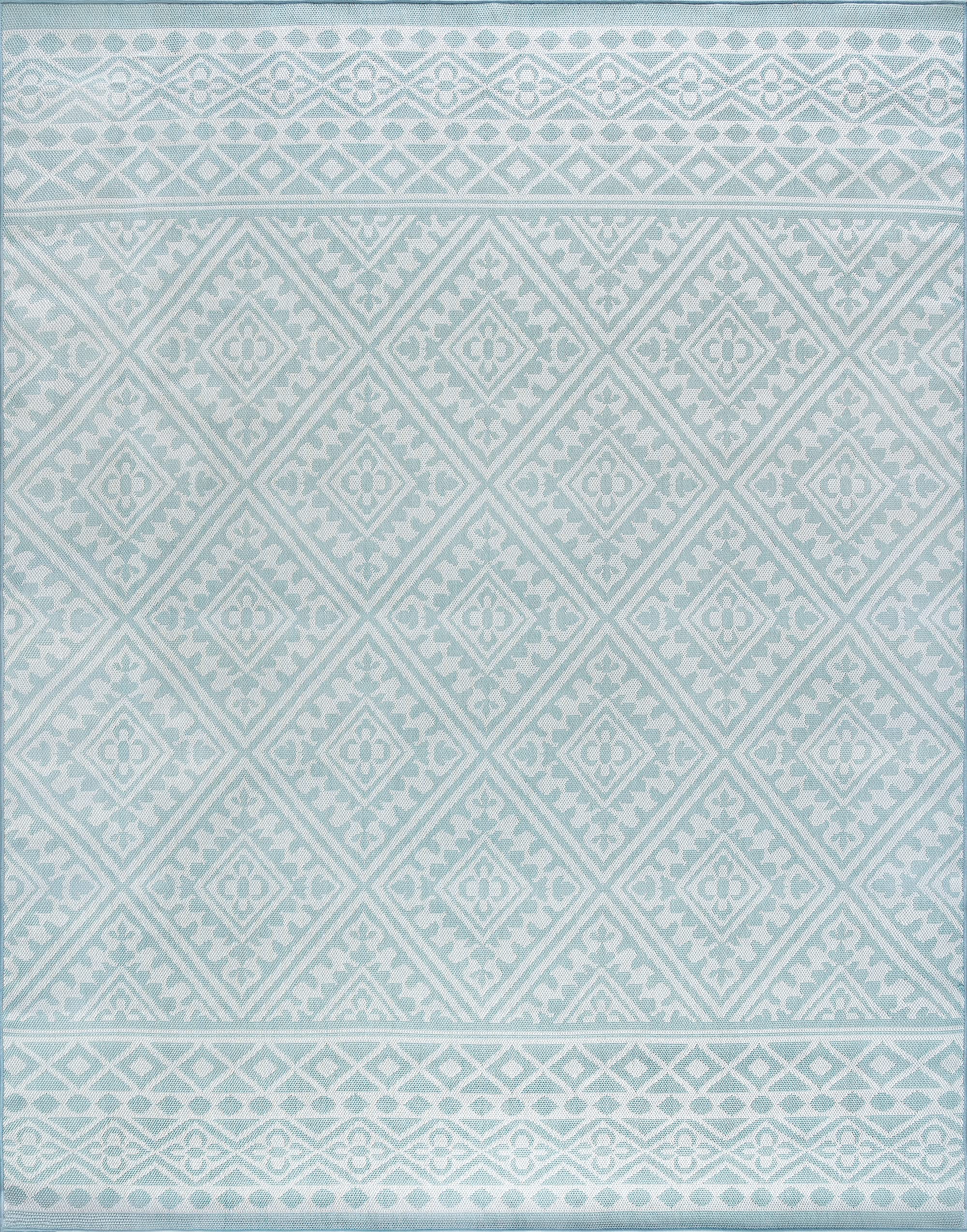 Darena Aqua Modern 5x7 Indoor/Outdoor Rug - Waterproof Patio Rug, Deck & Porch Carpet - Entryway Mat for Home, Garden, Poolside & Balcony Use