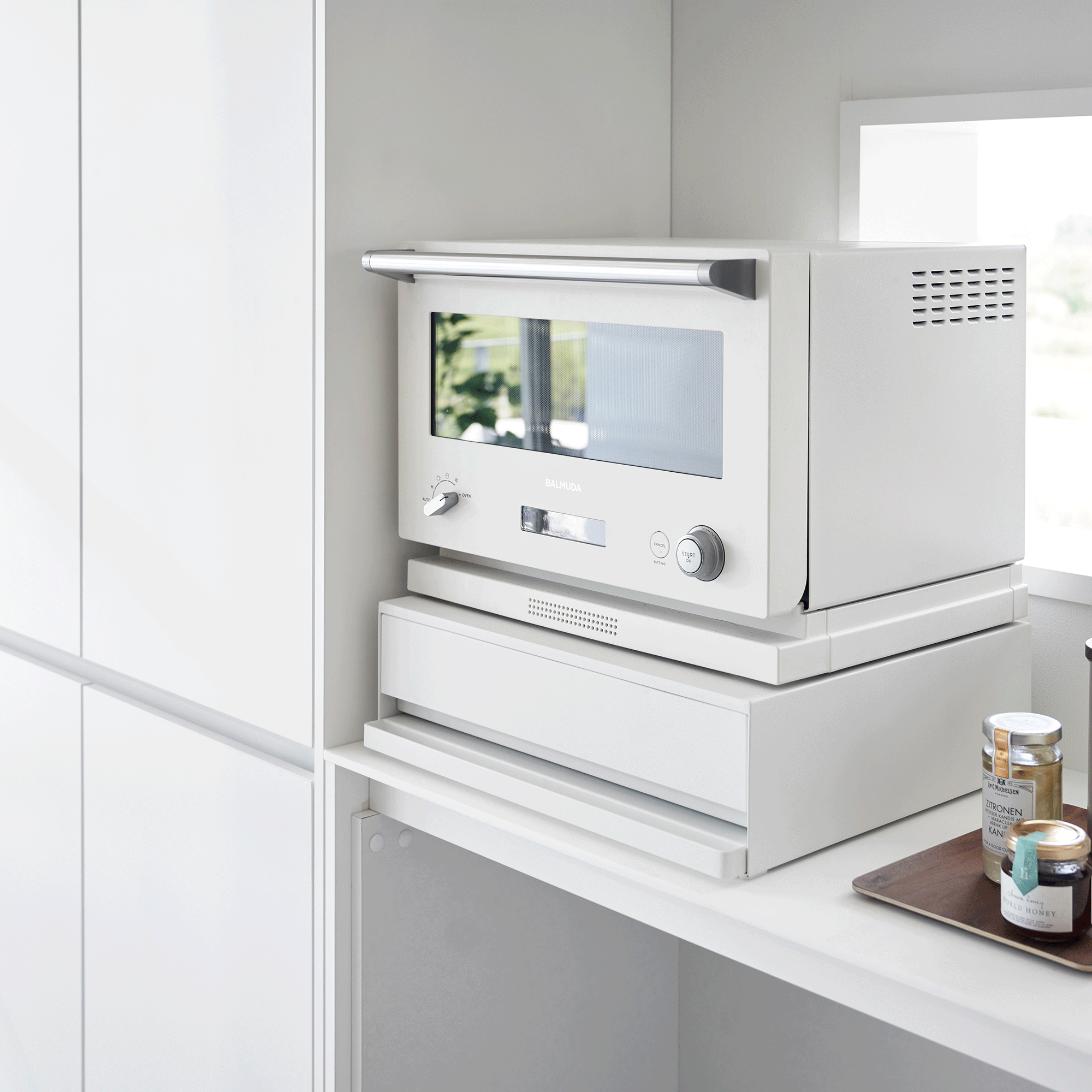 Stainless Steel Countertop Drawer with Pull-Out Shelf - Space Saving Kitchen Organizer for Spices, Utensils & Small Appliances