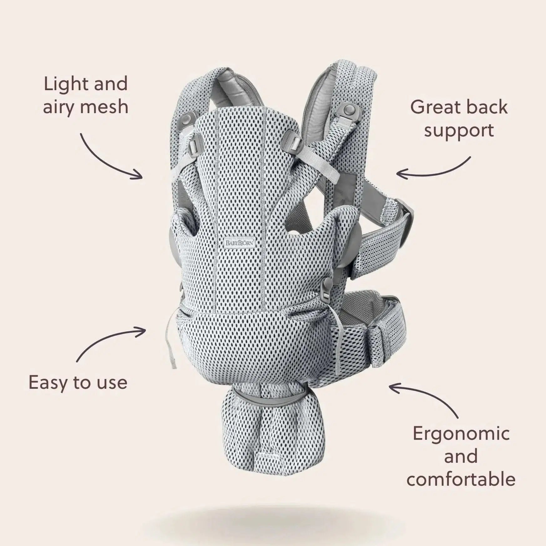 Baby Bjorn Baby Carrier Free - Breathable Mesh for Comfort & Support | Ergonomic Design for Newborns & Toddlers | Perfect for Outdoor Walks & Travel