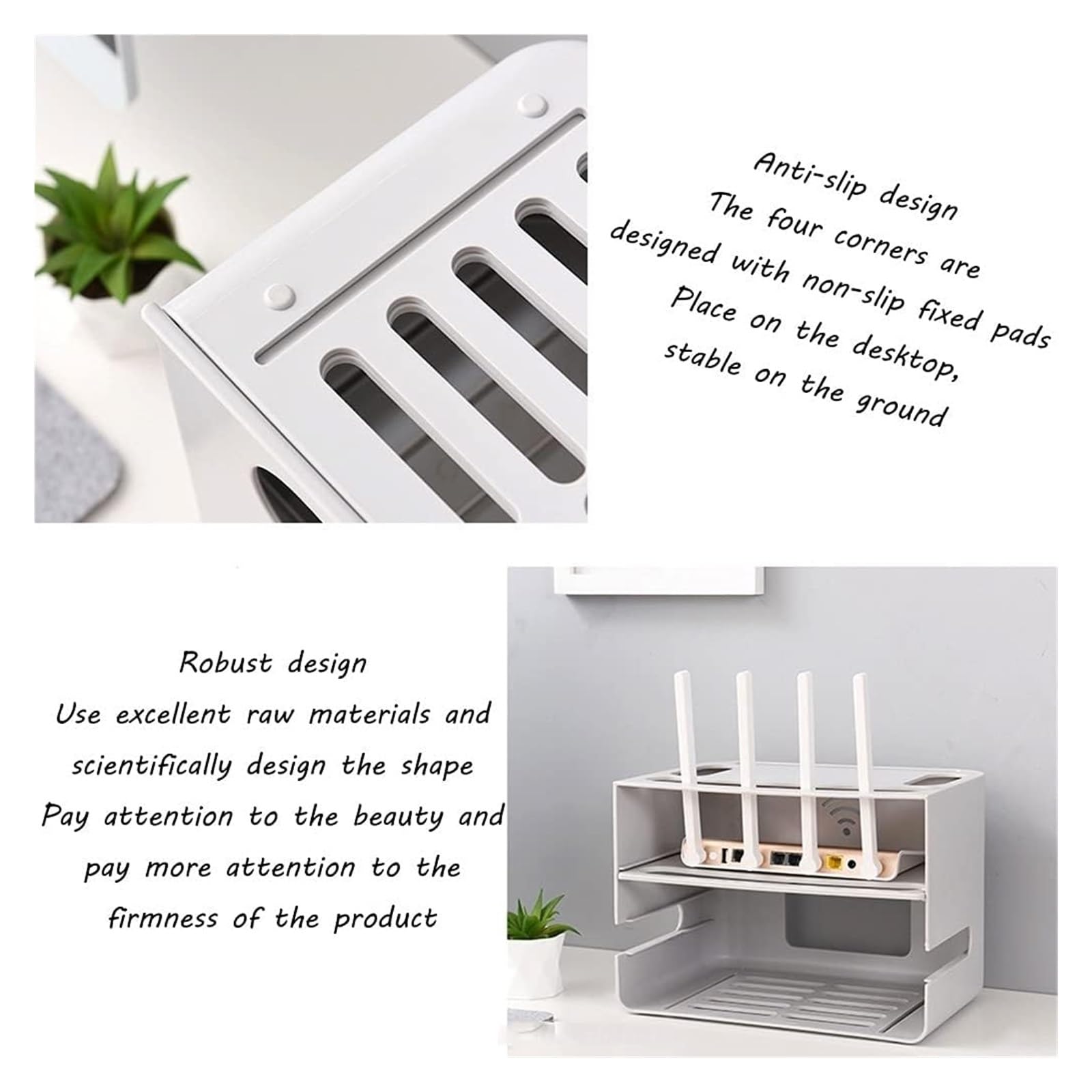 Wall Mount Router Shelf with Drawer - 2-Tier WiFi Router Storage Box & Cable Organizer (29x21x20cm, Grey) - Perfect for Home Office, Living Room, and Bedroom Network Setup