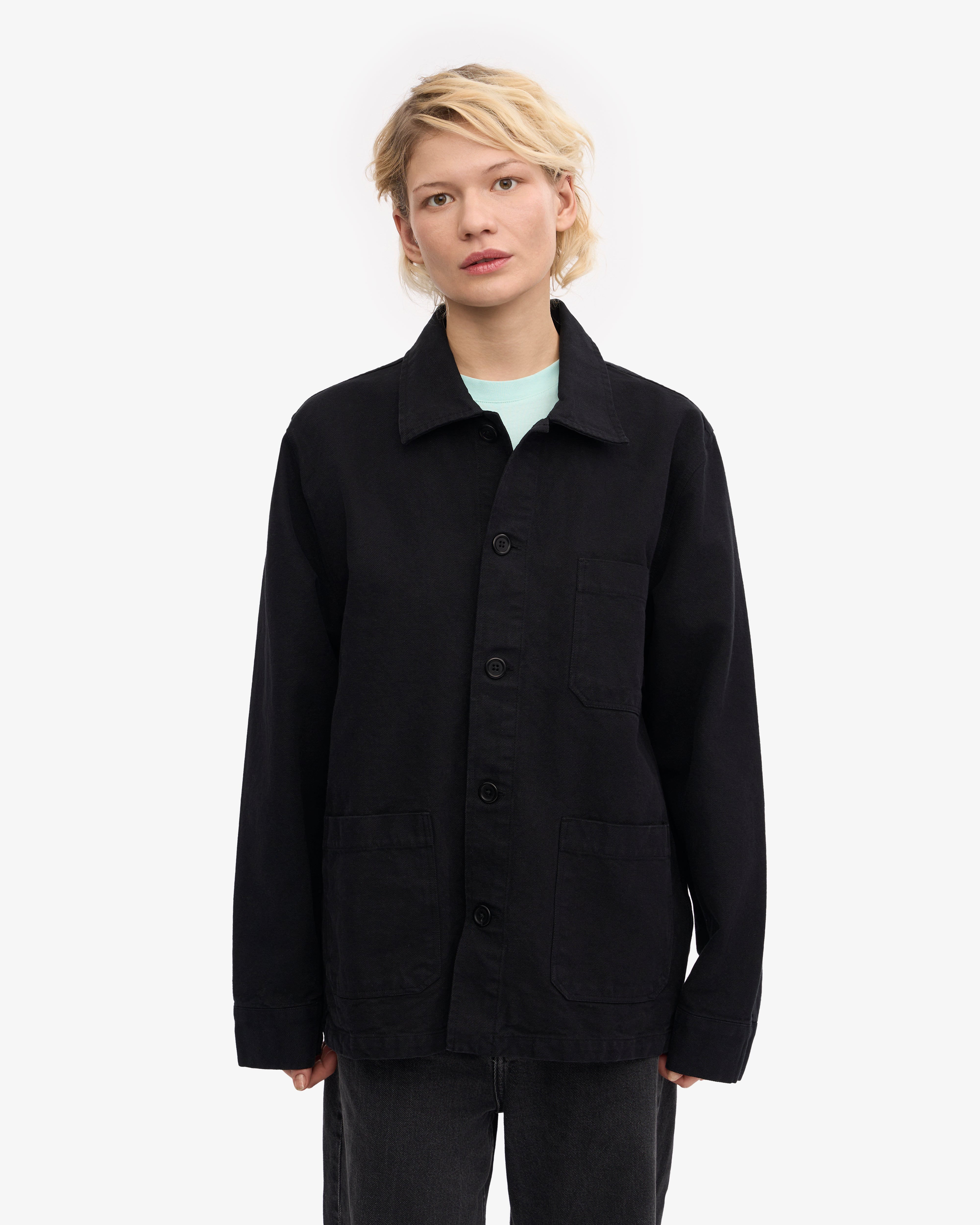 Organic Workwear Jacket for Men & Women | Deep Black | Eco-Friendly Cotton | Durable & Comfortable | Perfect for Outdoor Jobs, Construction & Casual Wear