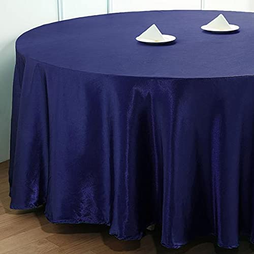BalsaCircle 108-Inch Navy Blue Round Satin Tablecloth - Elegant Wedding, Party, Catering, Kitchen, Dining Event Table Cover for Home & Commercial Use