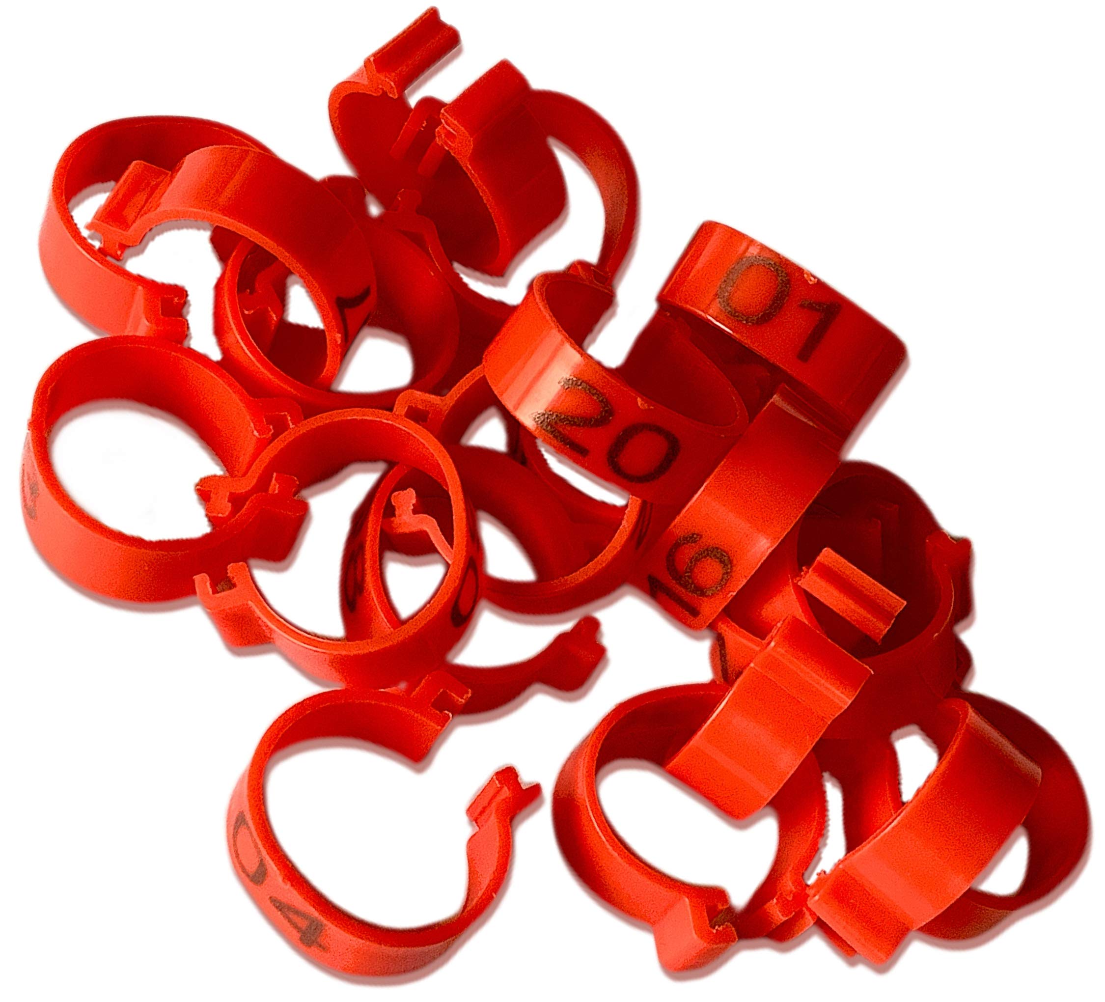 20-Pack Numbered Chicken Leg Rings for Poultry ID - 5/8