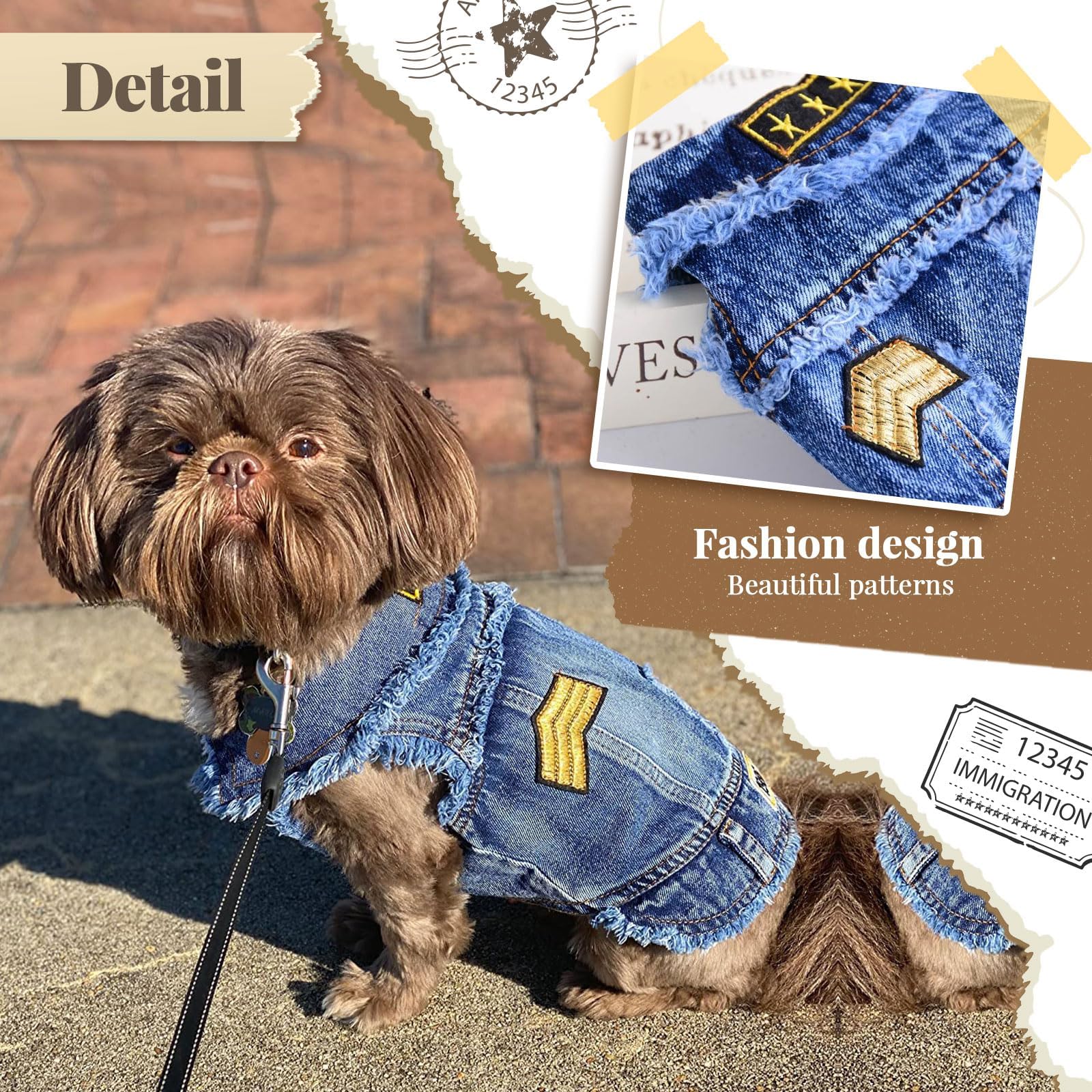 Stylish Blue Denim Dog Jacket - Small Pet Outfits for Small & Medium Dogs & Cats - Puppy Shirts, Pet Vest & Doggy Costume for Shih Tzu, Chihuahua, Yorkie & Teacup Breeds - Perfect for Outdoor Walks & Photo Shoots