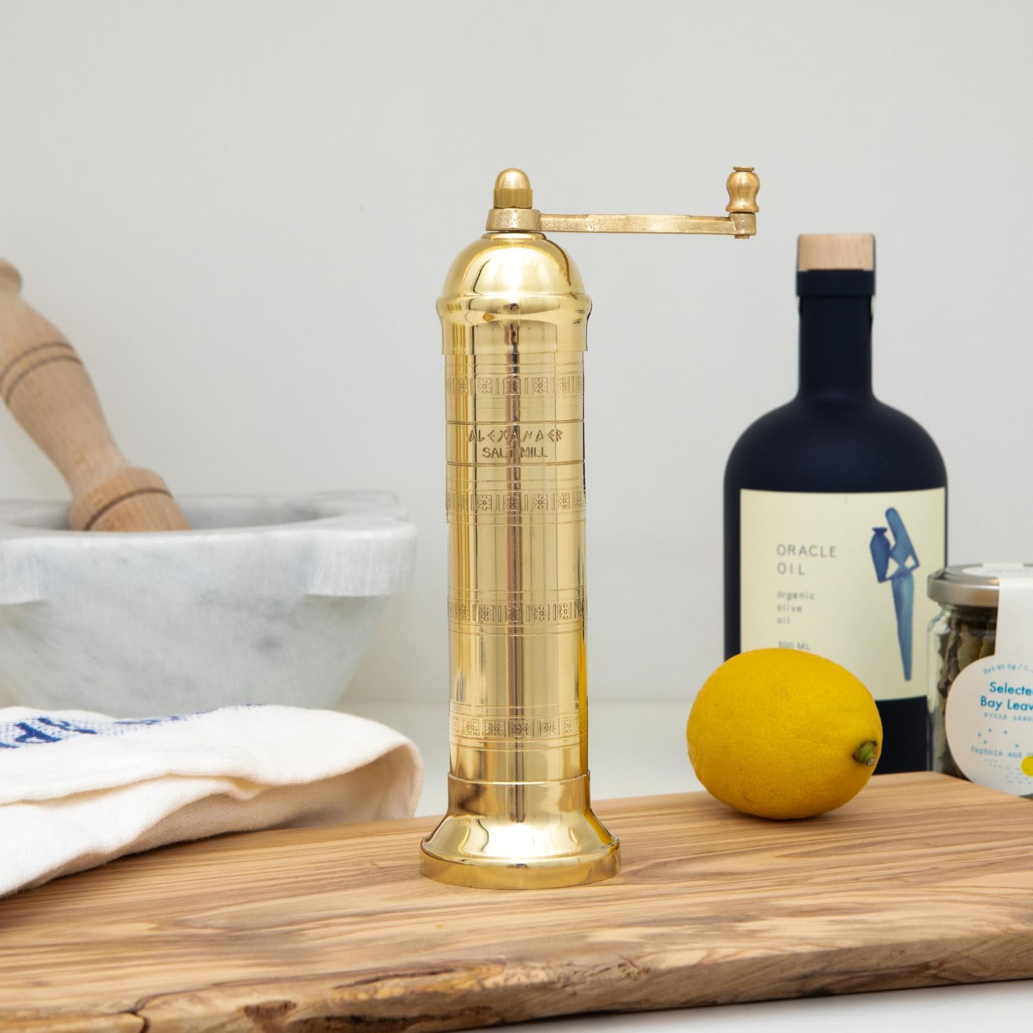 Premium ALEXANDER Brass Salt Grinder - 8 Inch Elegant Kitchen Mill for Gourmet Cooking & Table Setting | Perfect for Restaurants, Home Kitchens & Gift Giving