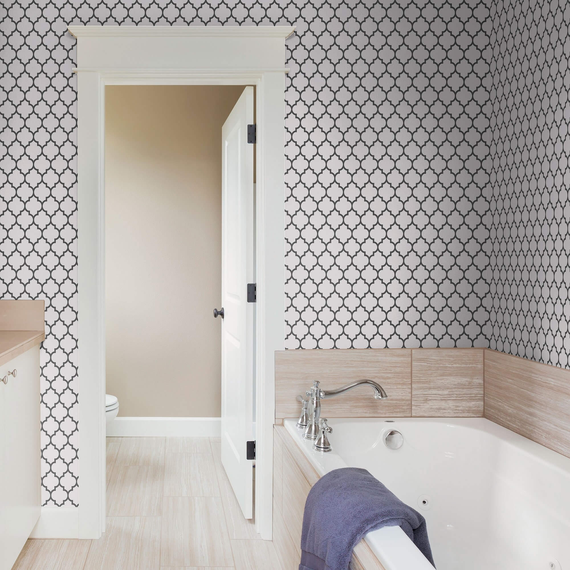 White Geometric Tile Adhesive Peel and Stick Removable Wallpaper - Self-Adhesive Wall Decal for Kitchen, Bathroom, Bedroom & Office Decor