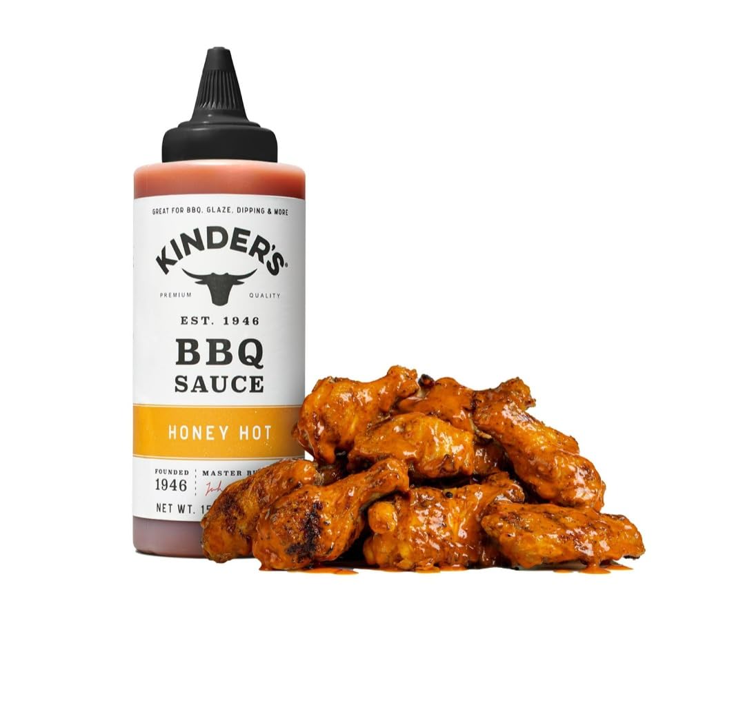 Kinders Buffalo Buttery Wing Sauce 14.2oz & Honey Hot BBQ Sauce 15.5oz Combo Pack - Premium Flavor for Chicken Wings, Ribs, and Grilling - Packaged by Bryant Desai Supplies