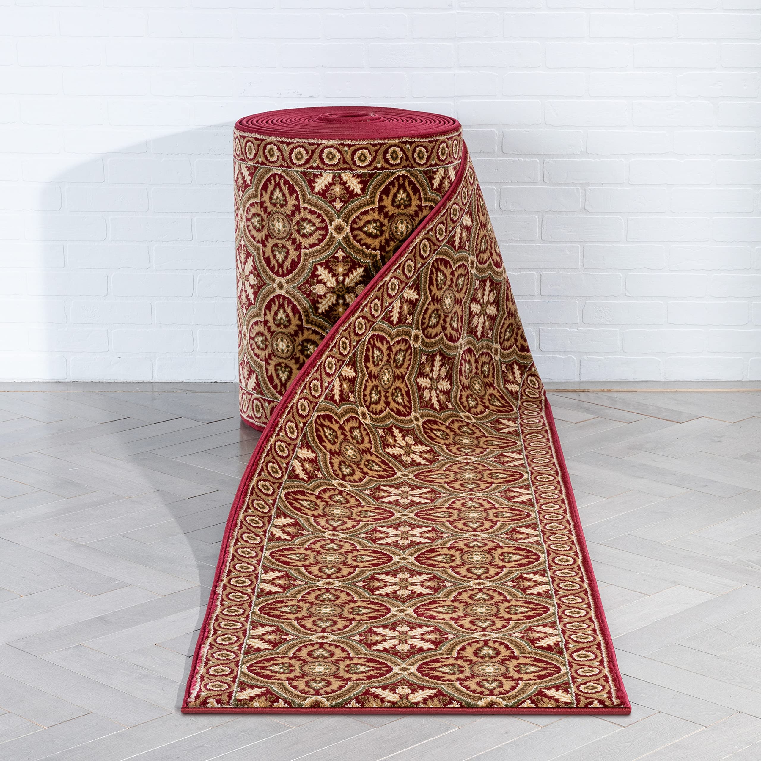 Well Woven Custom Size Runner Rug - Silas Red Persian Quatrefoil Design - 31