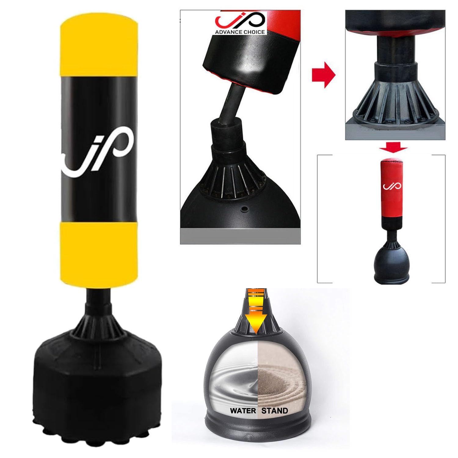 Free Standing Punching Bag for Adults - Heavy Duty Double Stitched Boxing Bag with Suction Cups - Perfect for MMA Training, Taekwondo & Kickboxing Practice at Home or Gym