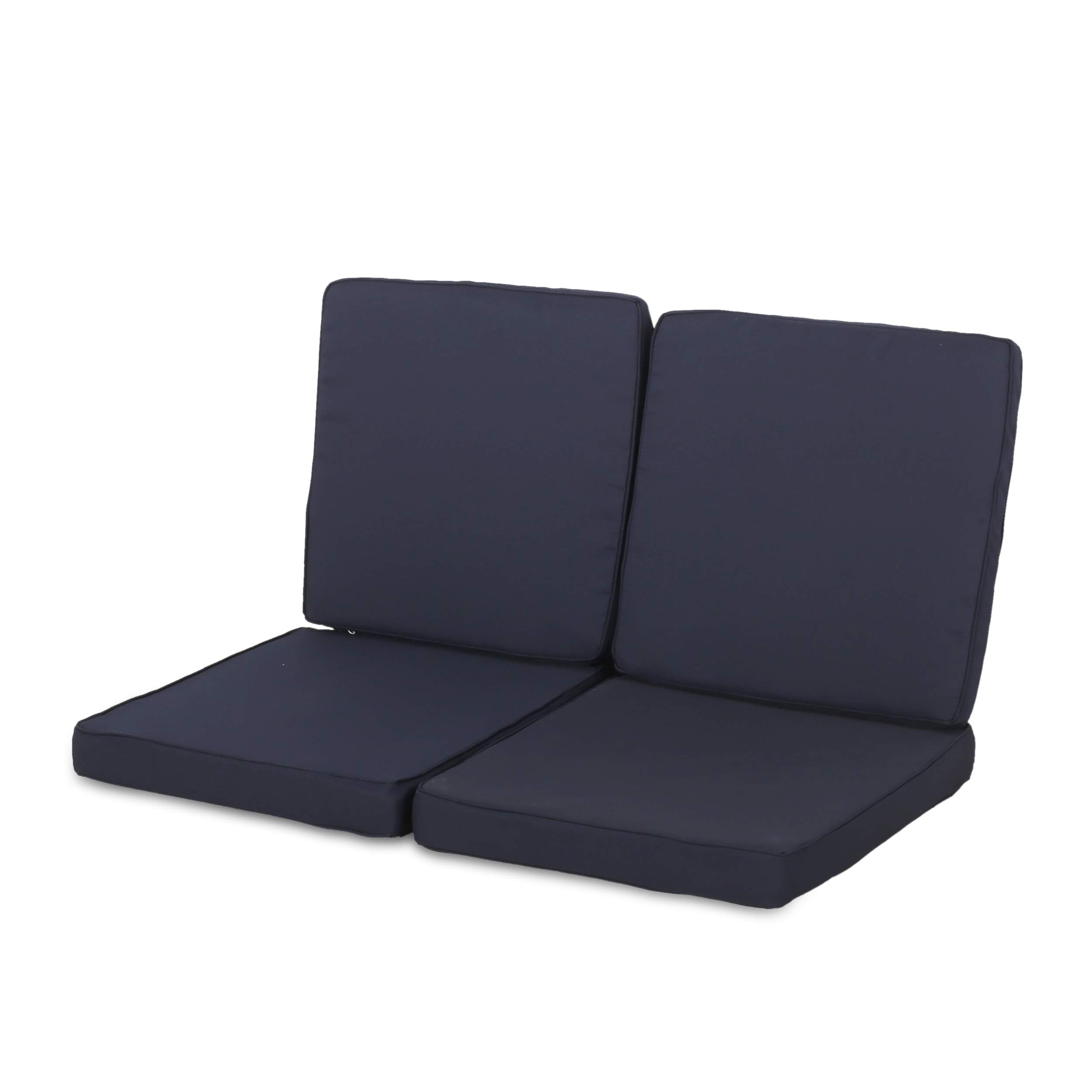 Christopher Knight Home Gavin Outdoor Water Resistant Fabric Club Chair Cushions (Set of 2) - Navy Blue, 4 Pound - Perfect for Patio, Deck, Poolside & Garden Furniture