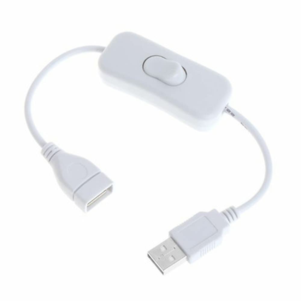 2 Pack White Male to Female USB Extension Cable with On/Off Switch - Inline Rocker Power Control for Dash Cam, LED Desk Lamp, USB Fan, Light Strips - Perfect for Home, Office & Car Accessories