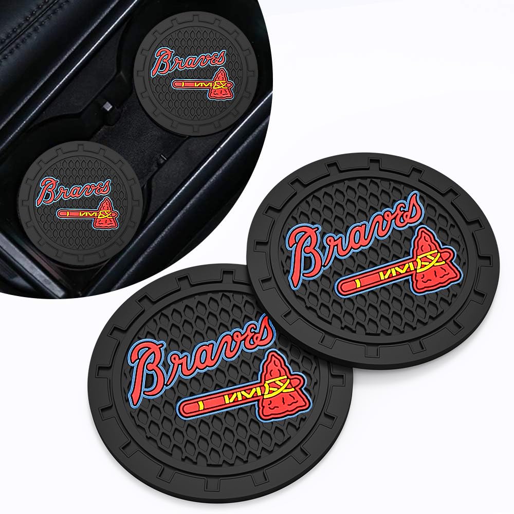 Atlanta Braves Car Cup Holder Coasters for Baseball Fans - 2.75