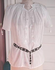 Hand Embroidered White Floral Peasant Blouse for Women - Short Sleeve Boho Top (Medium Size) | Perfect for Summer Festivals, Beach Vacations & Casual Outings