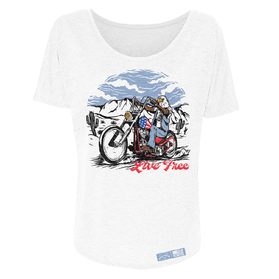 Women's Live Free Slouchy T-Shirt - Soft Relaxed Fit Casual Tee in White | Perfect for Everyday Wear, Weekend Outfits & Layering