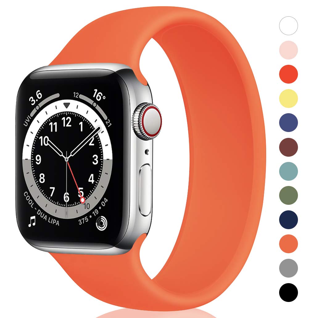 Stretchy Solo Loop Bands for Apple Watch 38mm 40mm 41mm 42mm 44mm 45mm 49mm - Soft Silicone Elastic Replacement Strap Compatible with iWatch Series SE/8/7/6/5/4/3/2/1 - Perfect for Workouts, Running & Everyday Wear (Men & Women)