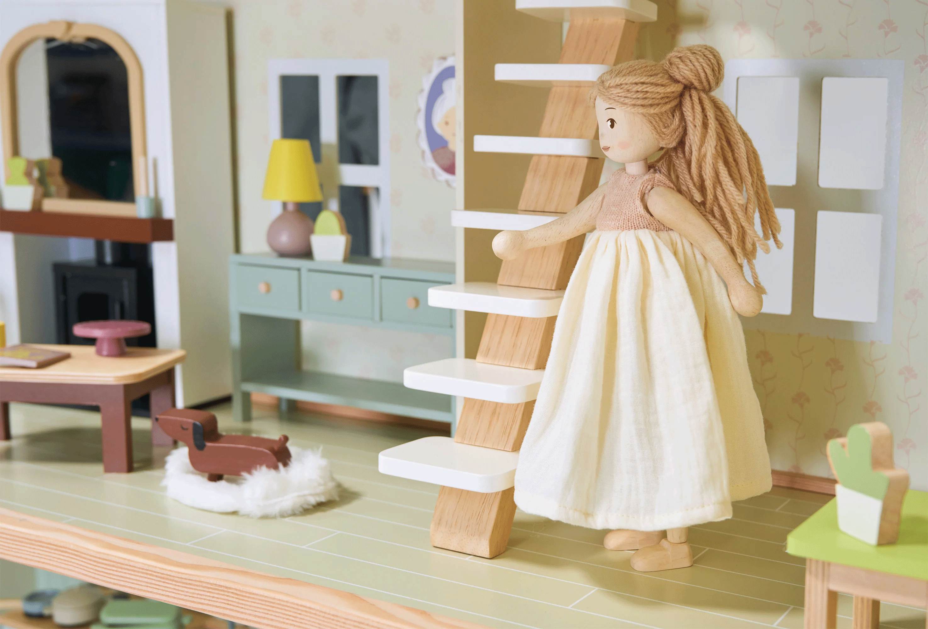 Tenderleaf Toys Wooden Fearne Doll - Handcrafted Eco-Friendly Toy for Kids | Perfect for Imaginative Play, Gift Giving & Nursery Decor