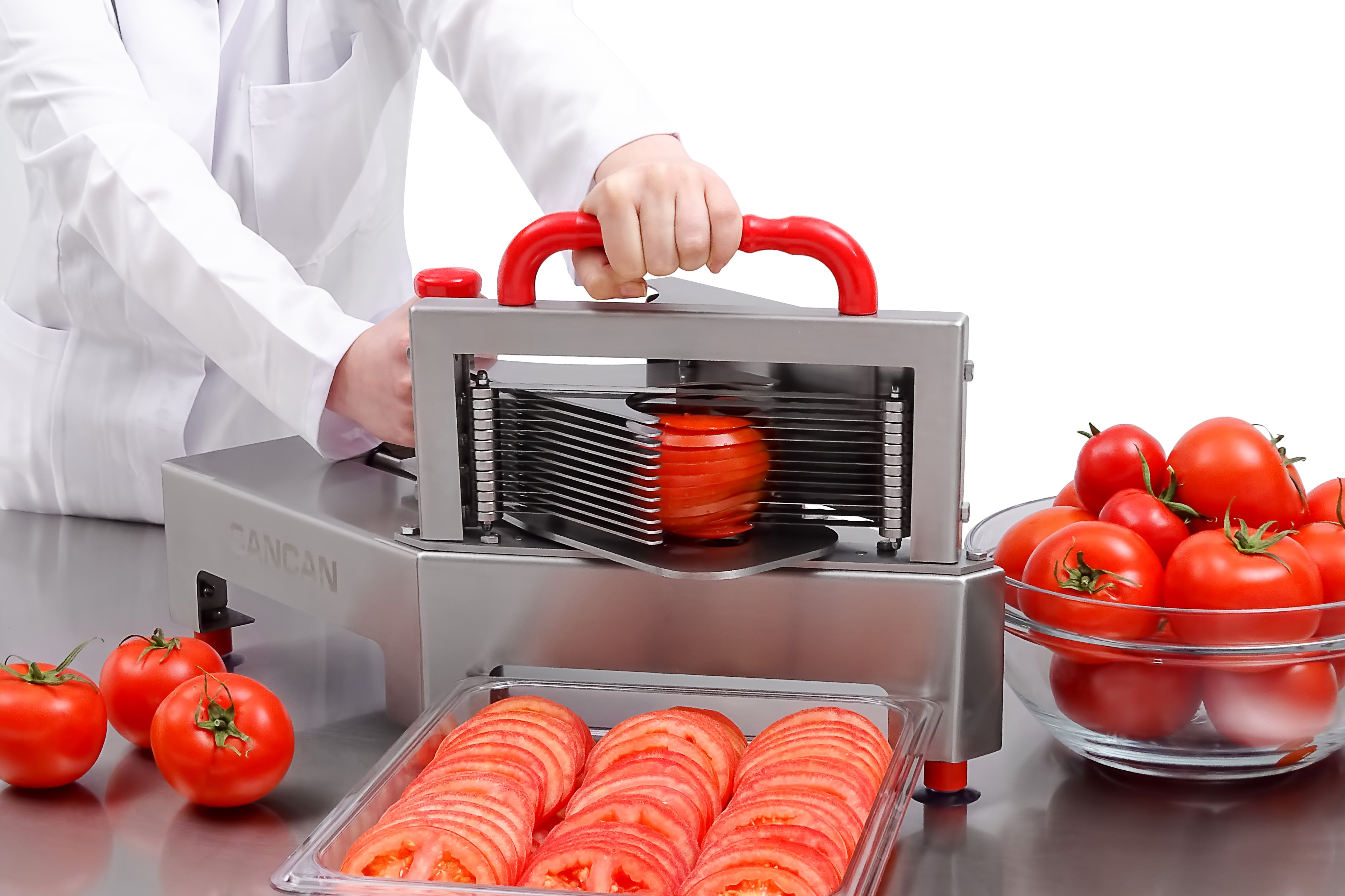 Cancan® Tomato Slicer - Stainless Steel Tomato Cutter with Non-Slip Handle - Perfect for Salads, Sandwiches, and Meal Prep