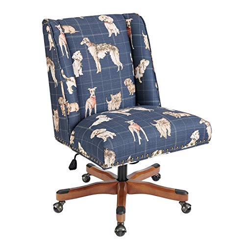 Linon Violet Home Office Swivel Chair - Navy Blue Ergonomic Desk Chair with Adjustable Height for Comfortable Working, Studying & Gaming in Home Office or Bedroom