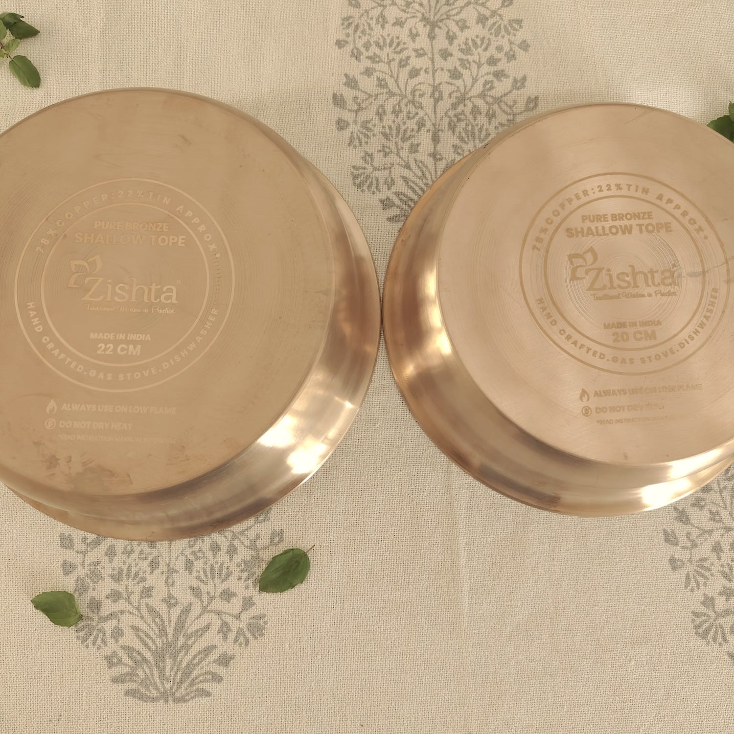 Premium Kansa Tulsi Cookware Shallow Pan - Healthy Ayurvedic Cooking - Ideal for Sautéing, Frying & Serving Traditional Indian Dishes