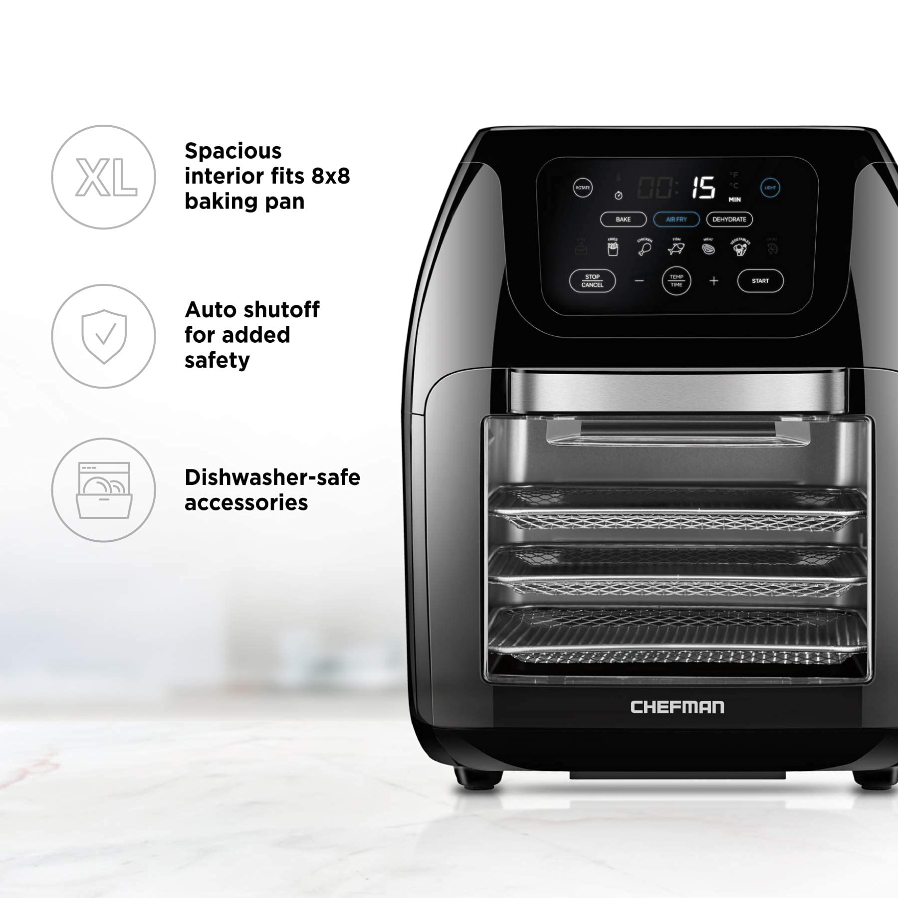 **Chefman Multifunctional Digital Air Fryer with Rotisserie - Black | 100-Pack Heat-Resistant Parchment Paper Liners (5.5” Round) for Easy Cleanup | Perfect for Healthy Cooking, Meal Prep & Family Dinners**