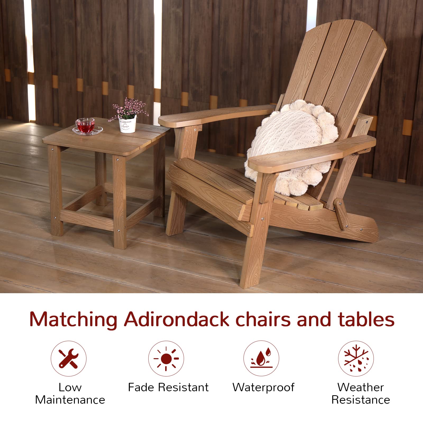Stoig All-Weather Folding Adirondack Chairs Set of 2 - Heavy Duty 400 lbs Capacity Outdoor Plastic Patio Chairs for Backyard, Lawn, Beach, Garden & Deck - Perfect for Relaxing, Sunbathing and Outdoor Entertaining