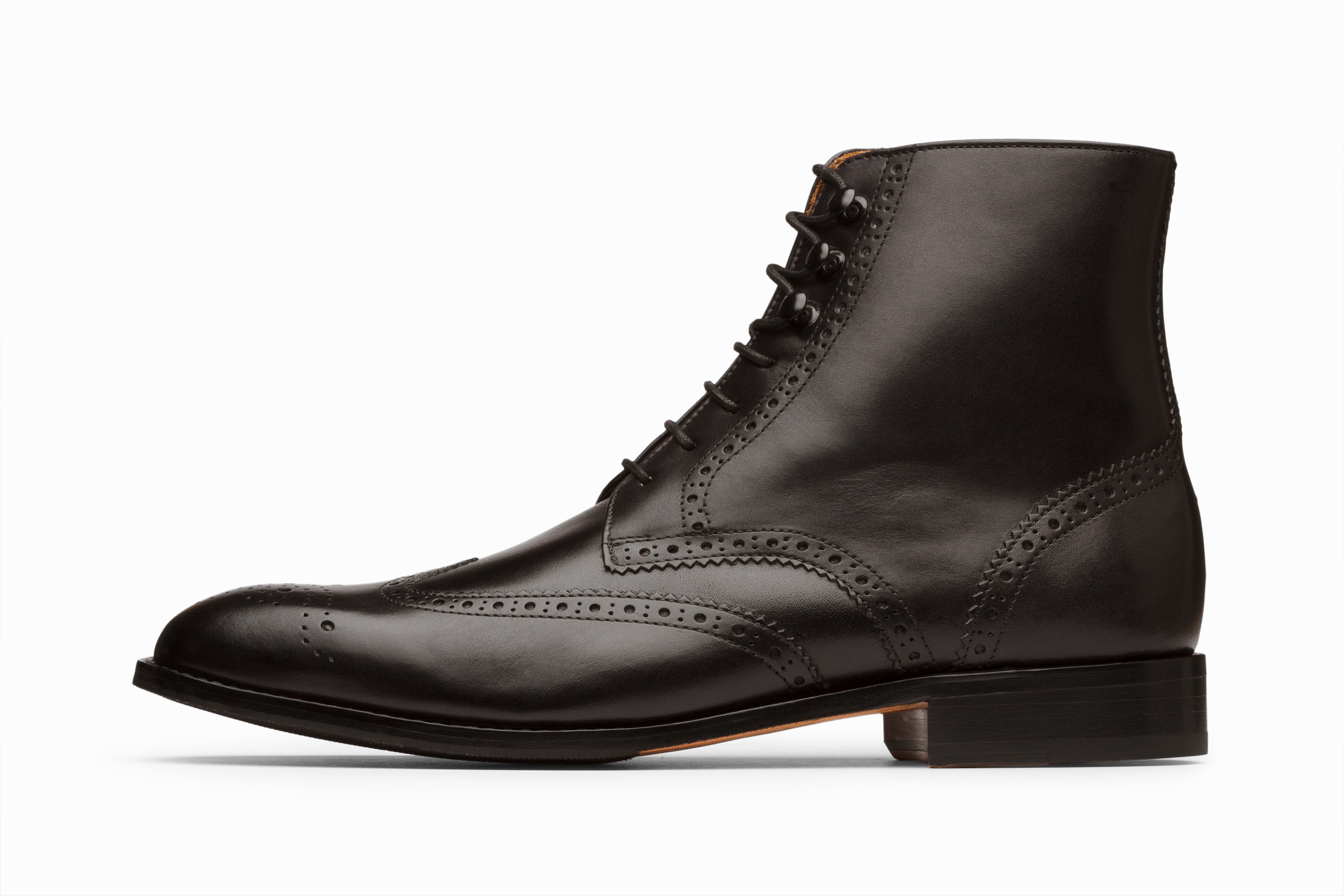 Premium Leather Wingtip Brogue Boots for Men - Classic Black Oxford Style Dress Shoes - Perfect for Business, Formal Events & Office Wear