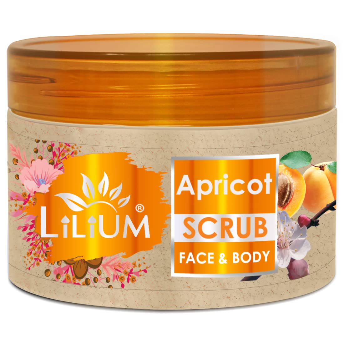 Lilium Apricot Face & Body Scrub 250g - Natural Exfoliator for Dead Skin Cells Removal - Gentle Cleansing for Smooth & Glowing Skin - Perfect for Daily Skincare Routine & Spa Treatment at Home