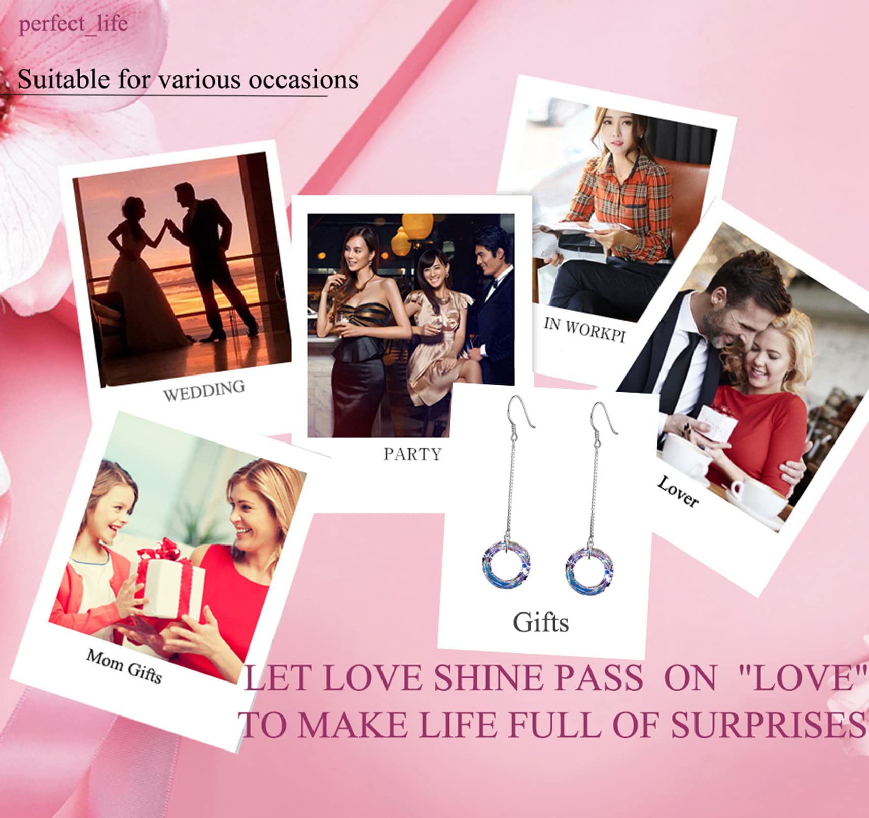 Austria Crystal Dangle Earrings for Women - Hypoallergenic Long Drop Earrings, Mother's Day Birthday Anniversary Jewelry Gift - Perfect for Weddings, Parties & Special Occasions