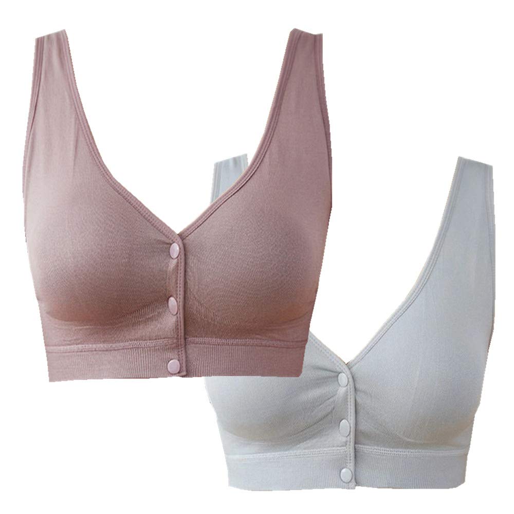 3 Pack Women's Front Close Sports Bras - Seamless Light Support Sleep Underwear with Easy On/Off Design | Perfect for Yoga, Gym Workouts & Comfortable Nightwear