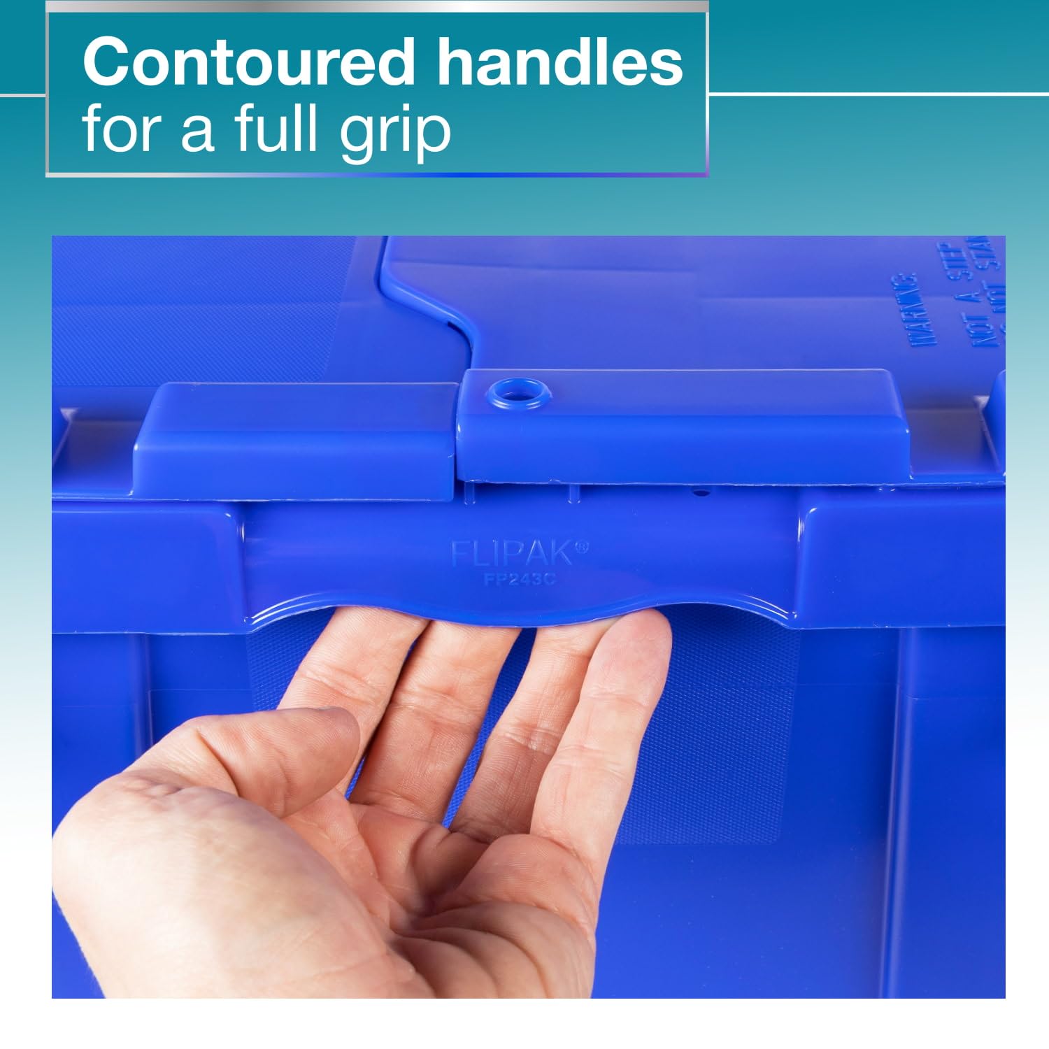 IDL Packaging 14-Gallon Heavy-Duty Plastic Storage Tote with Hinged Lids (Blue, 3-Pack) - 22