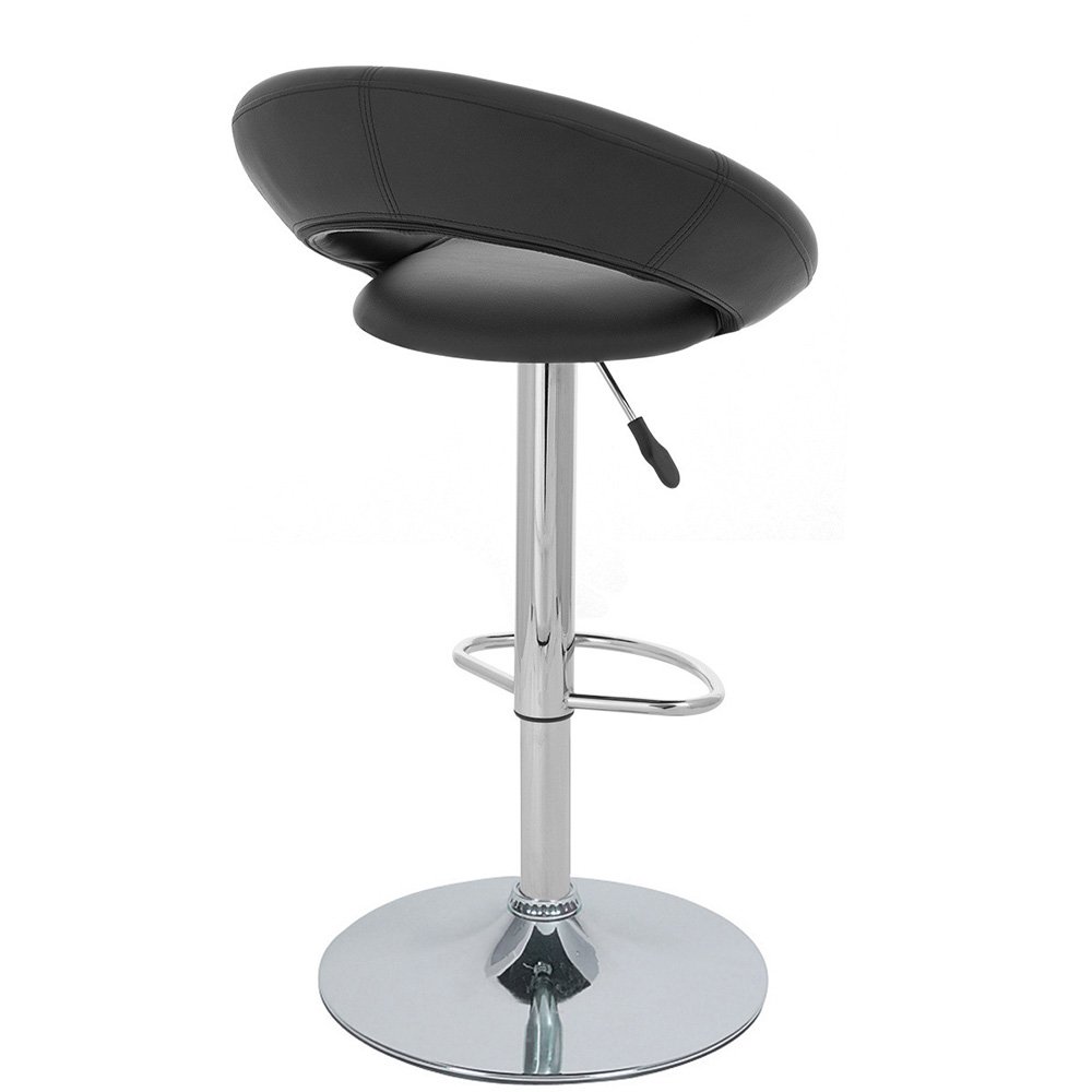 Rho Leather Modern Adjustable Height Bar Stool - Black Licorice, Perfect for Kitchen Island & Home Bar