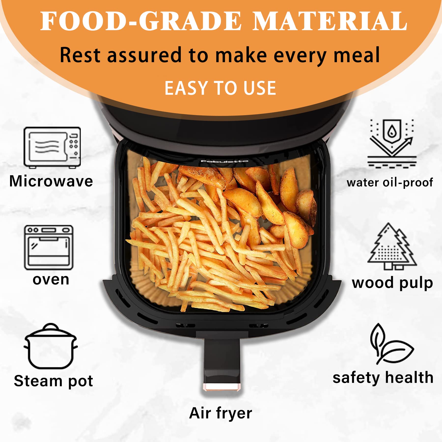 120 Pcs Air Fryer Disposable Paper Liners - Square Non-Stick Parchment Cooking Sheets for 5-8 Qt Air Fryers, Microwave & Frying Pan - Oil-proof Baking Basket Accessories for Healthy Cooking & Easy Cleanup