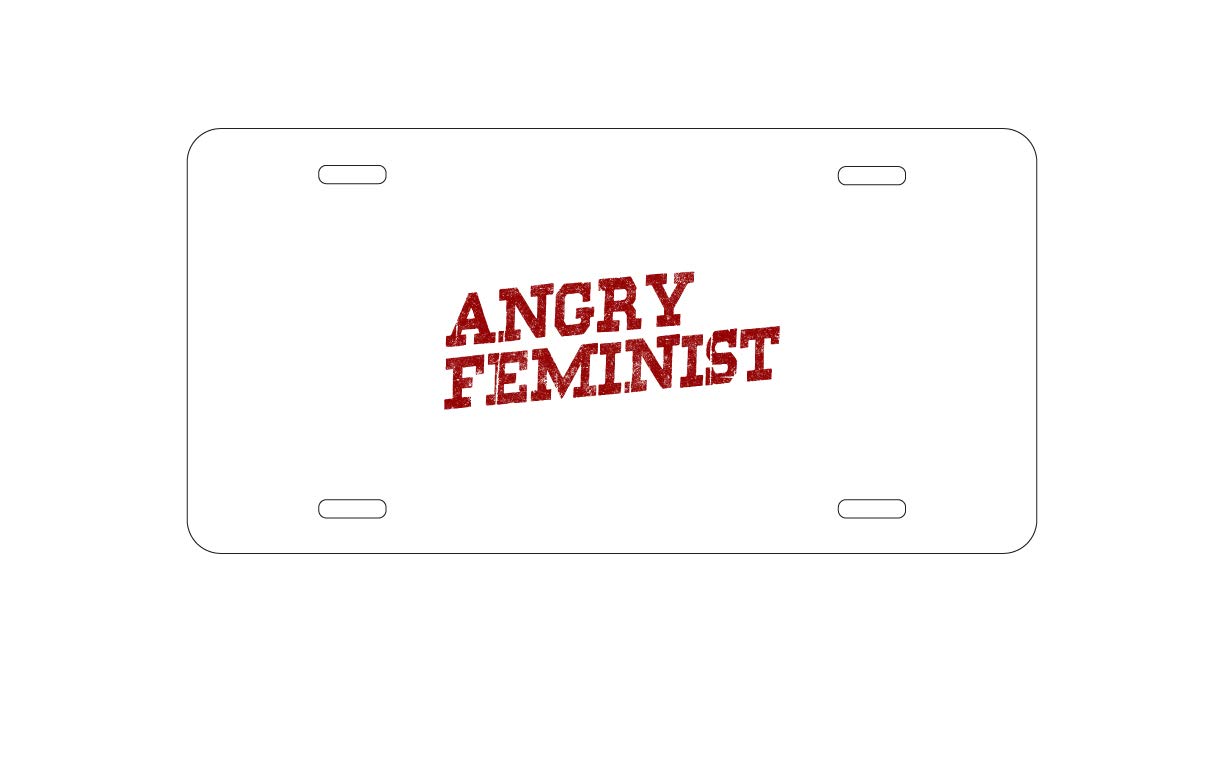 Custom Aluminum Vanity License Plate for Car Front - Angry Feminist Design | Personalized Auto Accessory for Women Drivers, Feminist Gifts, Unique Car Decor - Perfect for Daily Commute & Road Trips