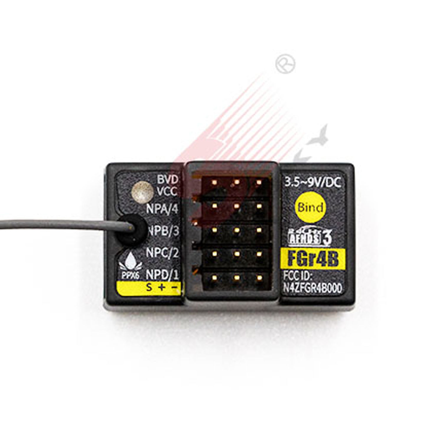 FLYSKY FGR4B 2.4GHz 4CH Receiver for NB4+ Transmitter - Compatible with PL18EV PL18 RC Cars, Trucks, Boats - 17x29x16mm Compact Size - Perfect for RC Racing, Off-Roading and Watercraft Control