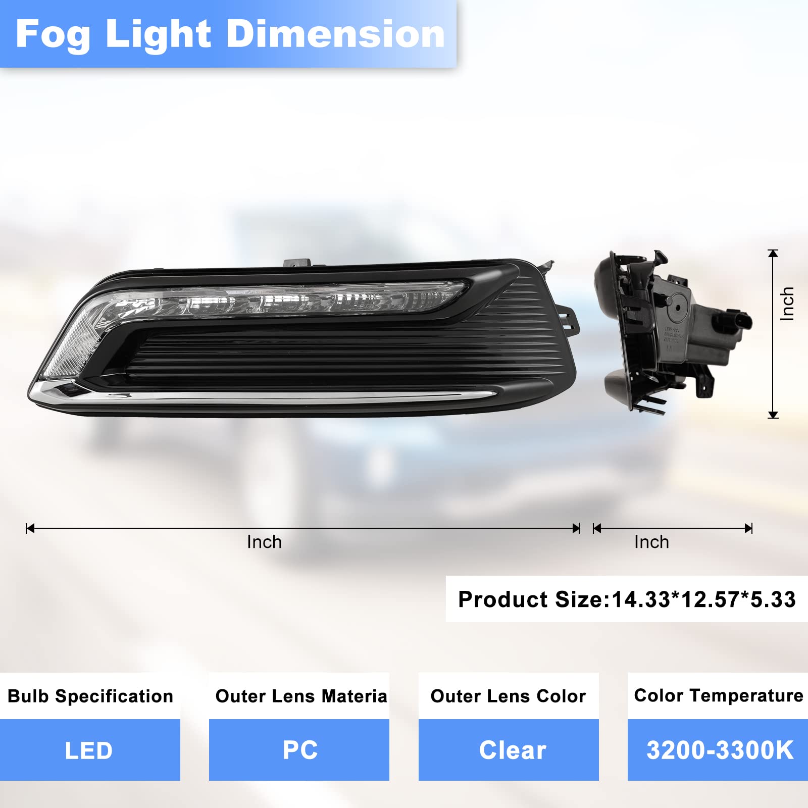 ROXX LED Fog Lights Kit for 2014-2020 Chevy Impala - OEM Style DRL Fog Lamps with Bezel, Wiring Harness & Switch - Perfect for Night Driving, Off-Road Adventures & Enhanced Visibility
