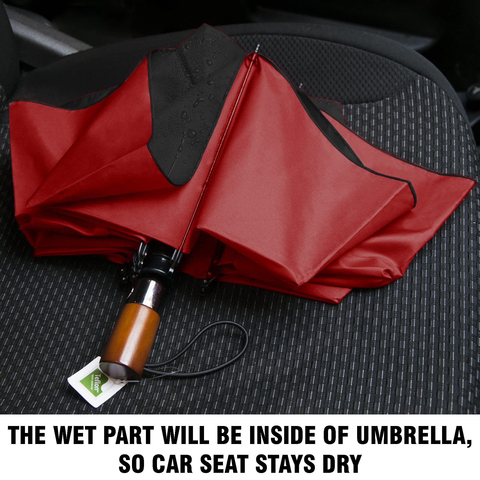 Windproof Automatic Open Travel Umbrella with 10% Larger Canopy & Durable Frame - Compact Folding Portable Rain Umbrella for Men, Women, Backpack & Purse - Perfect for Commuting, Travel & Outdoor Activities