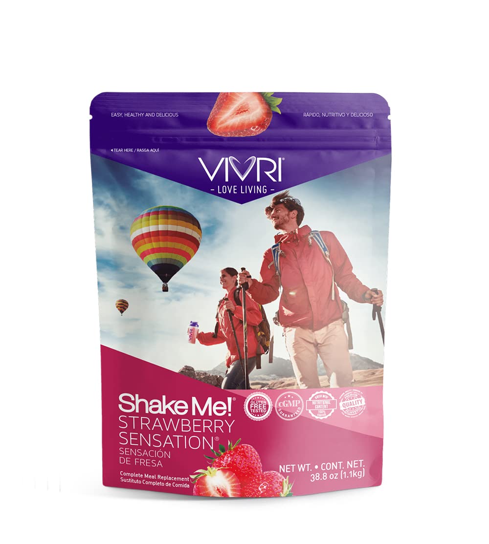 VIVRI Shake Me! Strawberry Sensation Protein Powder - 20 Servings Meal Replacement with Magnesium, Vitamin D, Vitamin C, Iron & Vegetable Extracts (Broccoli, Spinach, Onion, Kale) - Perfect for Post-Workout Recovery & Healthy Weight Management