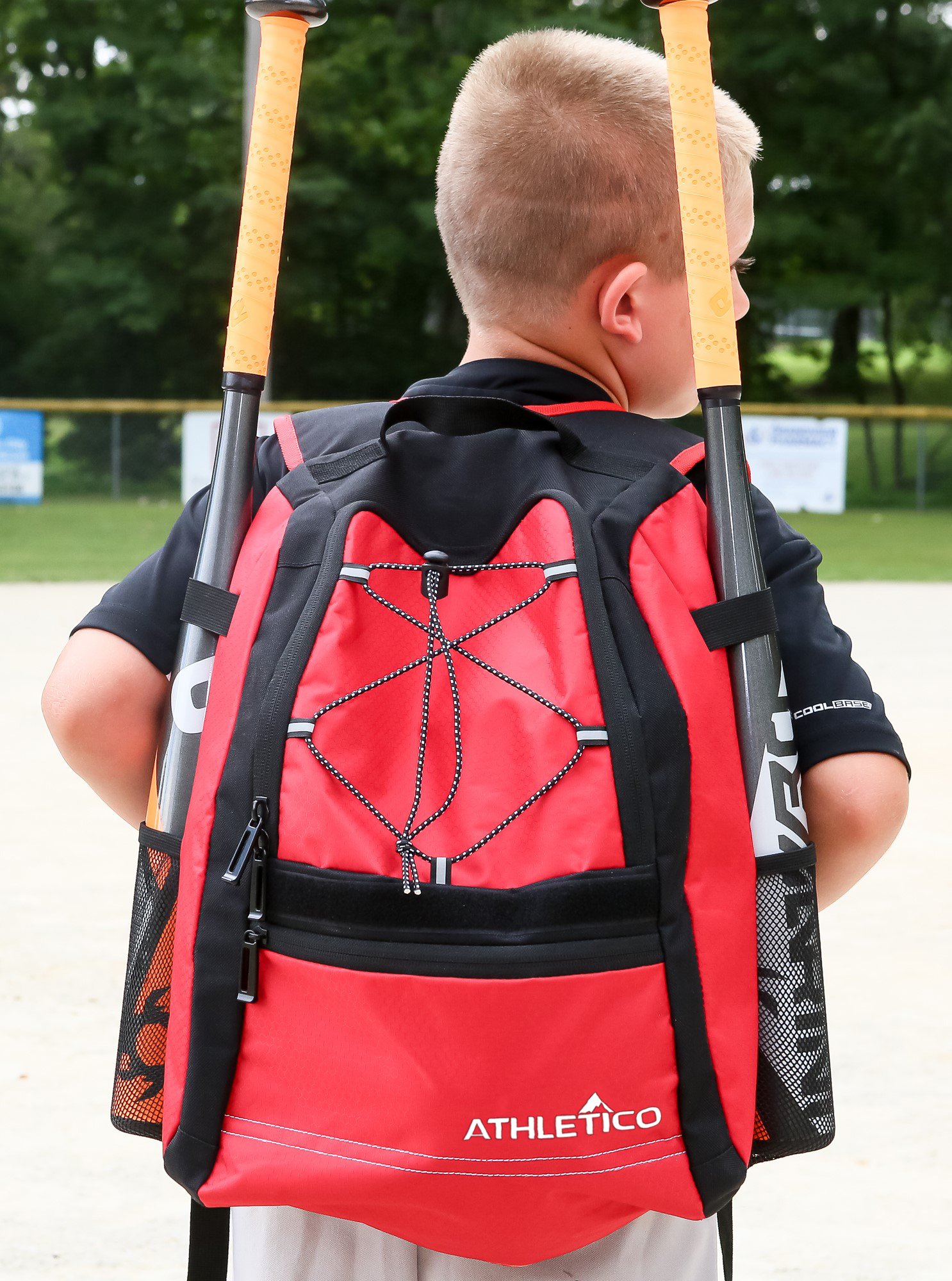 Athletico Youth Baseball Backpack - Durable Bat Bag for Baseball, T-Ball & Softball Equipment | Holds Bat, Helmet, Glove & Cleats | Fence Hook & Padded Straps | Perfect for Little League Games & Practice Sessions