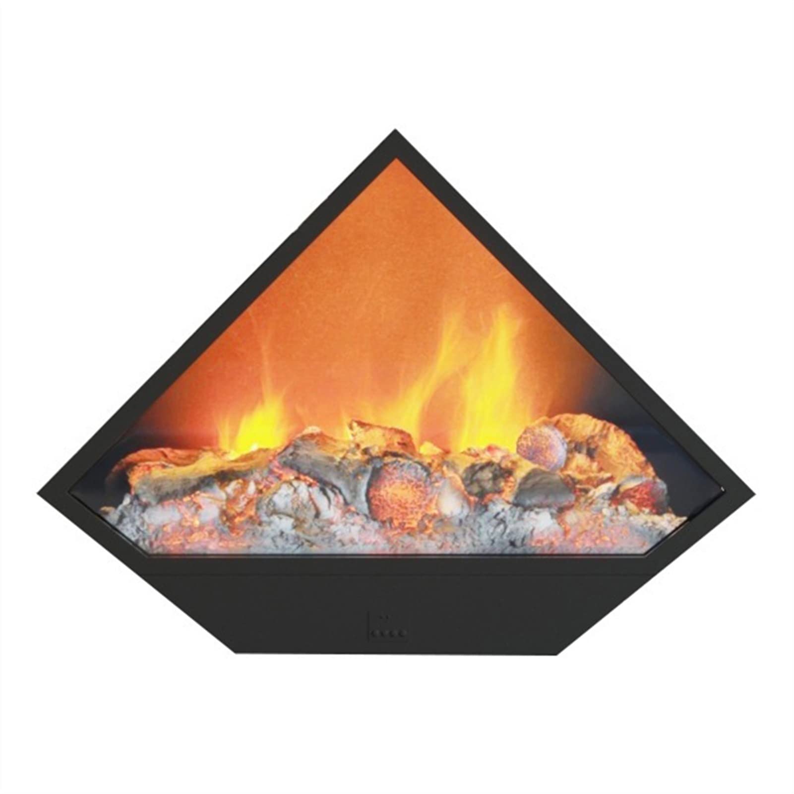 Triangular Steel Electric Fireplace with LED Realistic Flame - No Heat Wall Mounted Fireplace for Living Room & Bedroom | Modern Home Decor | Perfect for Apartments, Dorms & Small Spaces